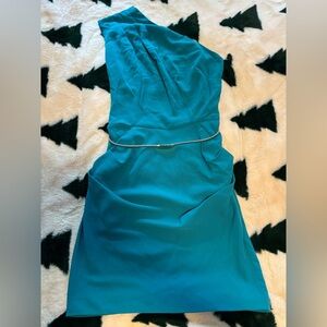 Elegant Teal One-Shoulder Dress